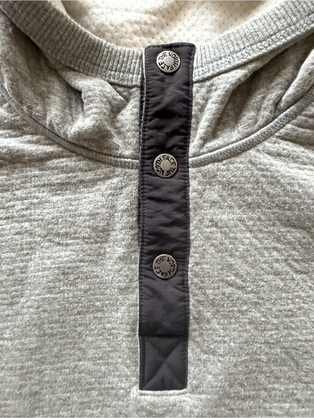 EUC Men's The North Face Heather Gray Fleece 3/4 Snap Up Pullover Size XL (KB9)